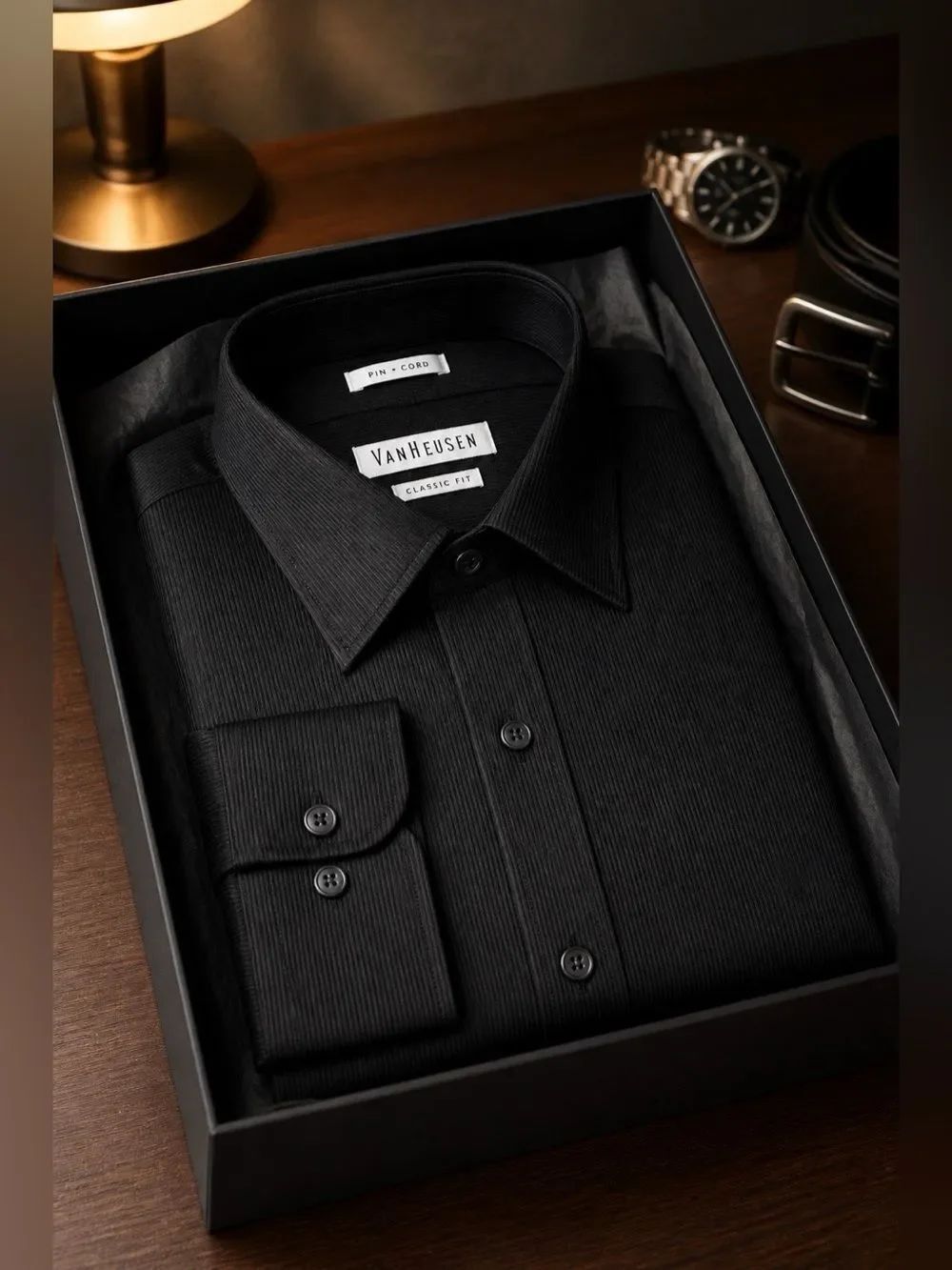 Van-Heusen Pin Cord Dress Shirt 16.5” x 32/33”